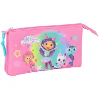 Safta Dreifaches Mehrzweck-Etui Gabby's Dollhouse Confetti Rosa türkis 22 x 12 x 3 cm