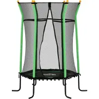 Northio Kinder Trampolin Ø163,5 cm, Indoor Trampolin mit Sicherheitsnetz Randabdeckung Gummiseil, Kindertrampolin bis 50 kg, für Kinder 3-10 Jahre Grün