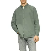 QS Langarmhemd , Herren, Gr. L, N-Gr, grün (olive), Twill, Obermaterial: 100% Baumwolle, unifarben, regular fit normal, ohne Ausschnitt, Manschette, Hemden Langarmhemd, mit Manschetten