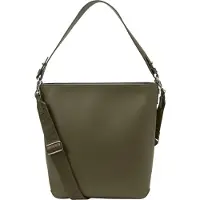 Marc O'Polo Hobo "VANJA", Damen, Gr. B/H/T: 35cm x 34cm x 11cm, grün (oliv), Polyester, ACCESSORIES, unifarben, Taschen Hobo, Schultertasche, Damen-Handtasche mit langem Logo-Gurtband