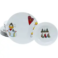 Creatable Tafelservice "Luna Socken, Tafel-Service 12-tlg", weiß, 12 Stk., Porzellan, Geschirr-Sets, Tafelservice, Teller Set, Winterlicher Dekor mit lustigen Sockenmotiven