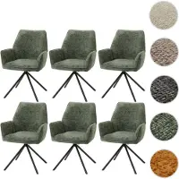 Mendler 6er-Set Esszimmerstuhl HWC-G67, Küchenstuhl Stuhl mit Armlehne, drehbar Auto-Position, Chenille MVG grün
