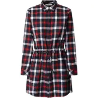 Pepe Jeans für Damen. PL9537750 Marina rotes Kleid (M), Lässig, Baumwolle, Langarm