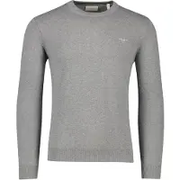 Gant für Herren. 8030561 Klassischer Baumwollpullover mit Rundhalsausschnitt Grau (5XL), Lässig, Baumwolle