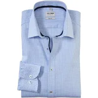 Olymp Businesshemd "Level Five body fit", Herren, Gr. 40, N-Gr, blau (bleu), Obermaterial: 97% Baumwolle, 3% Elastolefin, kariert, Hemden Businesshemd
