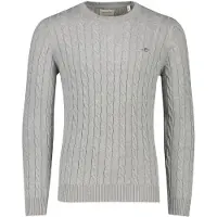 Gant für Herren. 8050601 Grauer Pullover mit Rundhalsausschnitt (5XL), Lässig, Baumwolle