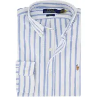 Ralph Lauren für Herren. 710944615001 Slim Fit Oxford-Hemd mit Streifen hellblau (L), Lässig, Baumwolle, Langarm