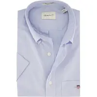Gant für Herren. 3000101 Regular Fit Kurzarmhemd aus blauer Popeline (3XL), Lässig, Baumwolle