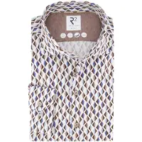 R2 Hemd Jersey Retro Impression Beige Blau - 42