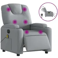 vidaXL Massagesessel Elektrisch Hellgrau Stoff