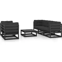 Syfax 3-Sitzer-Gartensofa mit Kissen Kiefer Massivholz