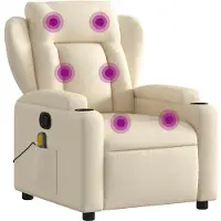 vidaXL Massagesessel mit Relaxfunktion, Kunstleder, Creme