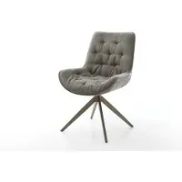 DELIFE Drehstuhl Taimi-Flex Bouclé Soft Schlamm Kreuzgestell breit Effektfinish Titan 360° drehbar Wippfunktion