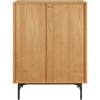 SalesFever Hoch-Kommode | mit 5 Schubladen | MDF Eiche Echtholzfurnier | Gestell Metall | B 80 x T 40 x H 113 cm | natur – schwarz