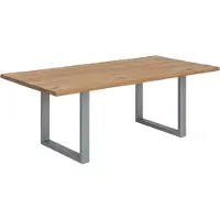 SIT Möbel Baumkante-Esstisch 120 x 80 cm | 40 mm Tischplatte Wildeiche natur | Gestell Metall antiksilber | B 120 x T 80 x H 76 cm | 07107-82 | Serie TABLES & CO