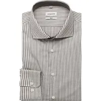 Seidensticker Businesshemd "Schwarze Rose", Herren, Gr. XL (43), normale Ärmellängen, grau, 100% Baumwolle, gestreift, slim fit, 2-Knopf-Manschette, Hemden Businesshemd, Slim 1/1 Kentkragen Gestreift