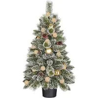 Black Box Weihnachtsbaum Künstlich Kaprun mit Dekoration H90 x Ø61 cm - Kunstbaum im Topf - Tannenbaum für Innen - 120 Spitzen - Grün