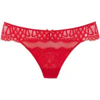 LASCANA String "Cara", Damen, Gr. 40/42, Spitze, rot, Spitze, Obermaterial: 87% Polyamid, 13% Elasthan, körpernah, Unterhosen String, aus dezent transparenter Spitze, anteilig aus recyceltem Material