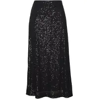 LASCANA Paillettenrock , Damen, Gr. 36, blau (schwarz), Stoff, Obermaterial: 95% Polyester, 5% Elasthan. Futter: 100% Polyester, festlich, figurumspielend ca. Mitte Wade, Röcke Paillettenrock
