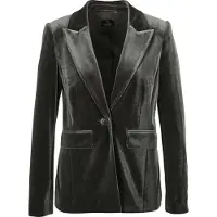 MADELEINE Jackenblazer "Samtblazer Eleganter Samtblazer mit breitem Revers", Damen, Gr. 42, grau (bleigrau), Obermaterial: 95% Polyester PES. 5% Elasthan EL., Modern, Blazer Jackenblazer, Samt