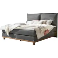 Hasena Boxspringbett Zamora mit Kissen steel Holz Eiche bright 180x200 : Topper - Glamour Top (soft)