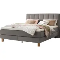 Hasena Boxspringbett Reina grey Füße Eiche bright 140x200 : Topper - Lovely Top (fest)