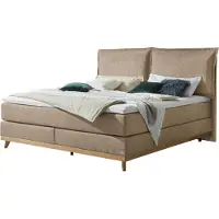 Hasena Boxspringbett Imelda mit Kissen sand Holz Eiche bright 200x200 : Topper - Glamour Top (soft)