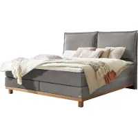 Hasena Boxspringbett Zamora mit Kissen grey Holz Eiche bright 160x200 : Topper - Lovely Top (fest)