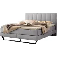 Hasena Boxspringbett Ambra light grey Metallkufe schwarz 140x200 : Topper - Elegance Top (medium)