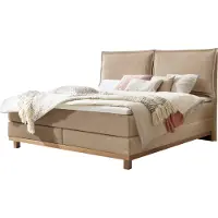 Hasena Boxspringbett Zamora mit Kissen sand Holz Eiche bright 200x200 : Topper - Lovely Top (fest)