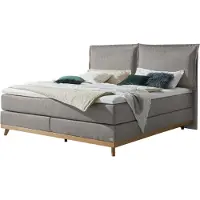 Hasena Boxspringbett Imelda mit Kissen grey Holz Eiche bright 200x200 : Topper - Lovely Top (fest)