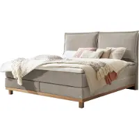 Hasena Boxspringbett Zamora mit Kissen light grey Holz Eiche bright 180x200 : Topper - Elegance Top (medium)