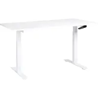 Beliani Schreibtisch Weiß Melamin 160x72 cm Manuell Höhenverstellbar Rechteckig mit Kurbel Metallgestell Flexibel Modern Büro Steh-Sitz-Tisch Stehtisch