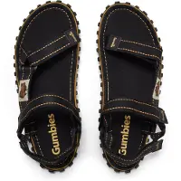 Gumbies Damen Sandalen Tracker 3213 aus Naturleder in Schwarz mit flachem Absatz zum Schlüpfen