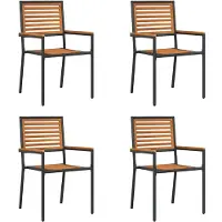 vidaXL Garten Stapelstühle 4 stk. Schwarz Massivholz Akazie