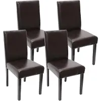 Generique 4er-Set Esszimmerstuhl Stuhl Küchenstuhl Littau - Kunstleder, braun dunkle Beine