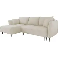 Mirjan 24 Ecksofa Bari, Eckscouch mit Bettkasten und Schlaffunktion, Holzfüße, Wohnzimmer Sofa, Ausziehmechanismus DL (Farbe: Onega 14, Seite: Links)