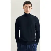Seidensticker Strickpullover "Schwarze Rose", Herren, Gr. XL, blau (dunkelblau), 100% Wolle, unifarben, regular fit, Rundhals, Pullover Strickpullover, 1/1 Rollkragen Uni