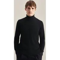 Seidensticker Strickpullover "Schwarze Rose", Herren, Gr. XL, schwarz, 100% Wolle, unifarben, regular fit, Rundhals, Pullover Strickpullover, 1/1 Rollkragen Uni