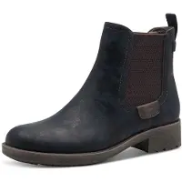 Tamaris Chelseaboots , Damen, Gr. 37, blau (navy), Elastischer Einsatz, Nubuklederimitat, unifarben, Schuhe Chelseaboots, Blockabsatz, Stiefelette, Schlupfschuh im Used Look