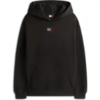 Tommy Hilfiger Kapuzensweatshirt TOMMY JEANS "TJW RLX PARTY FLAG HOODIE EXT", Damen, Gr. S (36), schwarz, Sweatware, Obermaterial: 100% Baumwolle, unifarben, relaxed fit, Sweatshirts Kapuzensweatshirt