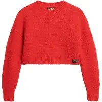 Superdry für Damen. W6110527A Kurzer Strickpulli mit roter Vintage-Struktur (M), Lässig, Acryl