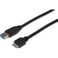Digitus USB-A – Micro-B Anschlusskabel, 1m, 1 m, USB A, Micro-USB B, USB 3.2 Gen 1 (3.1 Gen 1), Stecker/Stecker, Schwarz