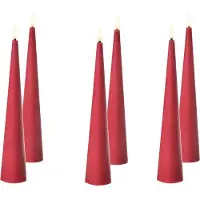 Beliani LED-Kerzen 6er Set Rot Echtwachs mit Flackernder Flamme Flackerlicht Batteriebetrieben Indoor LED Weihnachtsbeleuchtung LED-Spitzkerzen