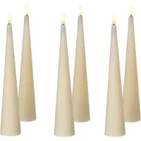 Beliani LED-Kerzen 6er Set Cremeweiß Echtwachs mit Flackernder Flamme Flackerlicht Batteriebetrieben Indoor LED Weihnachtsbeleuchtung LED-Spitzkerzen