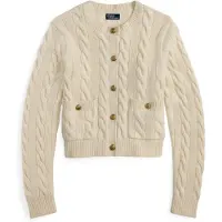 Ralph Lauren für Damen. 211978312500 Geflochtene Strickjacke aus Wolle und Kaschmir beige (L), Lässig