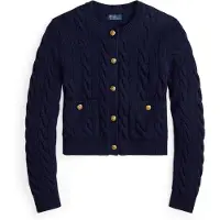 Ralph Lauren für Damen. 211978312501 Marineblaue Wollstrickjacke (XS), Lässig, Wolle