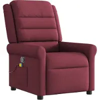 Syfax Weinroter Massagesessel Stoff mit manueller Liegefunktion und 6-Punkt-Vibrationsmassage, 73x91,5x102,5 cm