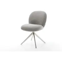 DELIFE Drehstuhl Nube-Flex Strukturstoff Soft Grau Kreuzgestell breit Edelstahl 360° drehbar Wippfunktion Taschenfederkern