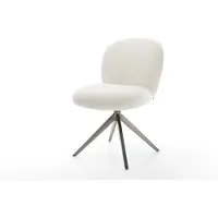 DELIFE Drehstuhl Nube-Flex Bouclé Soft Beige Kreuzgestell breit Graphit 360° drehbar Wippfunktion Taschenfederkern